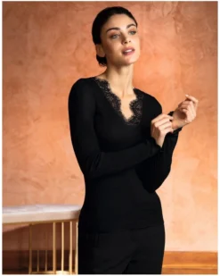 Aubade Lingerie Boutique -Aubade Lingerie Boutique tee shirt manches longues bien etre lise charmel plaisir caresse noir 1